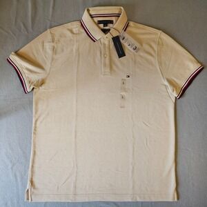 Tommy Hilfiger  regular fit wicking polo shirt men Large Beige